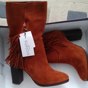Mango leather boots